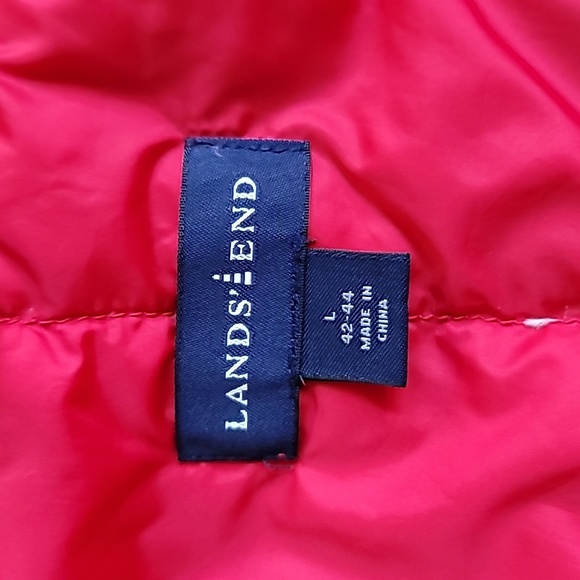 Lands End vest red down-filled Lg 42-44 mens snap closure washable - Picture 5 of 9